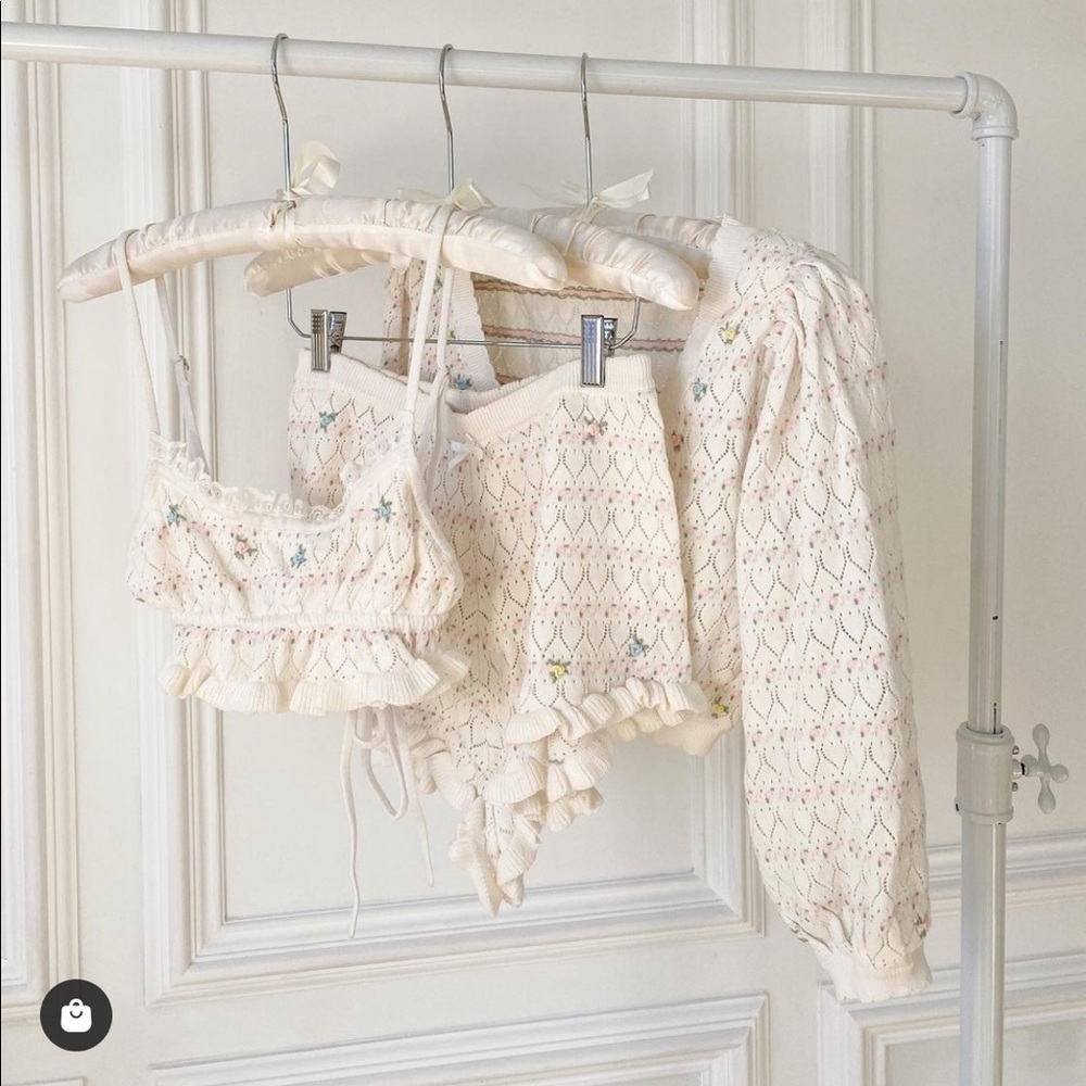 3 PIECE FOR LOVE & LEMONS Charleston Cardigan Top Short set